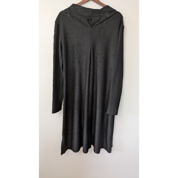 Nor Denmark Cowl Neck Dress Textured Designer Black Artsy Long Sleeve Midi US M - Picture 6 of 12